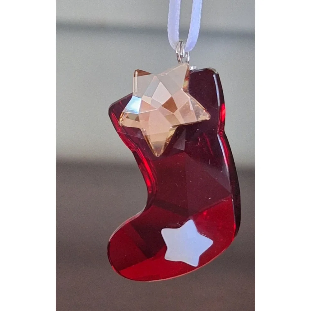 Swarovski Twinkling Stocking Stars Christmas Ornament 1054568 Red Crystal